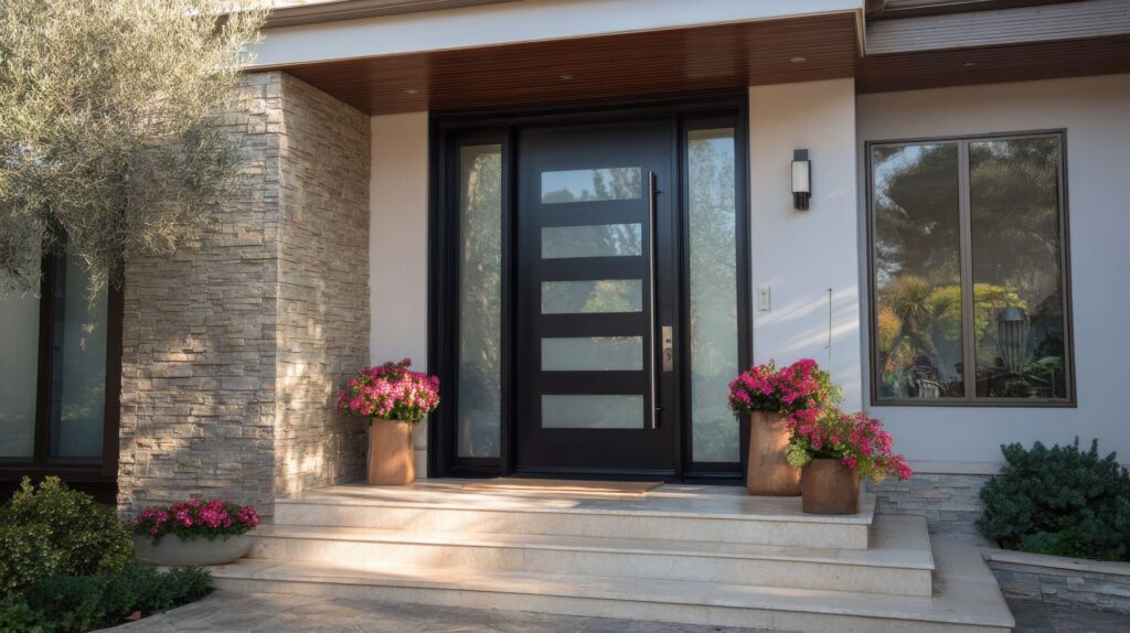 A stunning image of modern House Fiberglass Front Entry Door